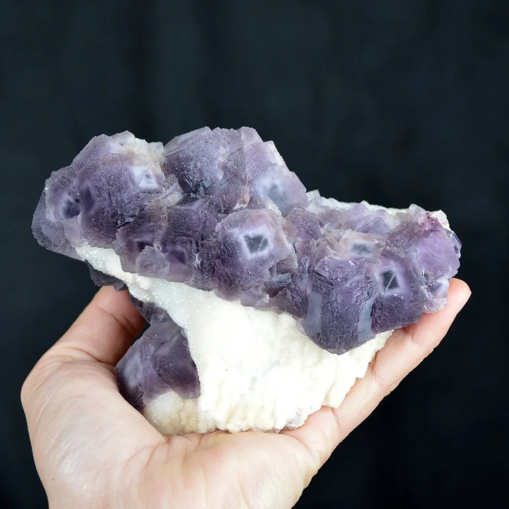 Deep Purple Cube Phantom Fluorite On Quartz Crystals