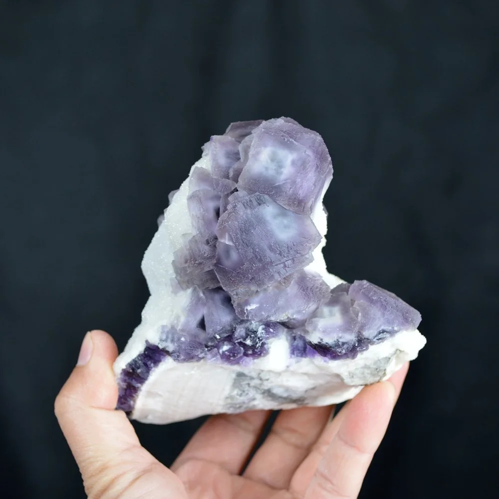 Deep Purple Cube Phantom Fluorite On Quartz Crystals - Image 2