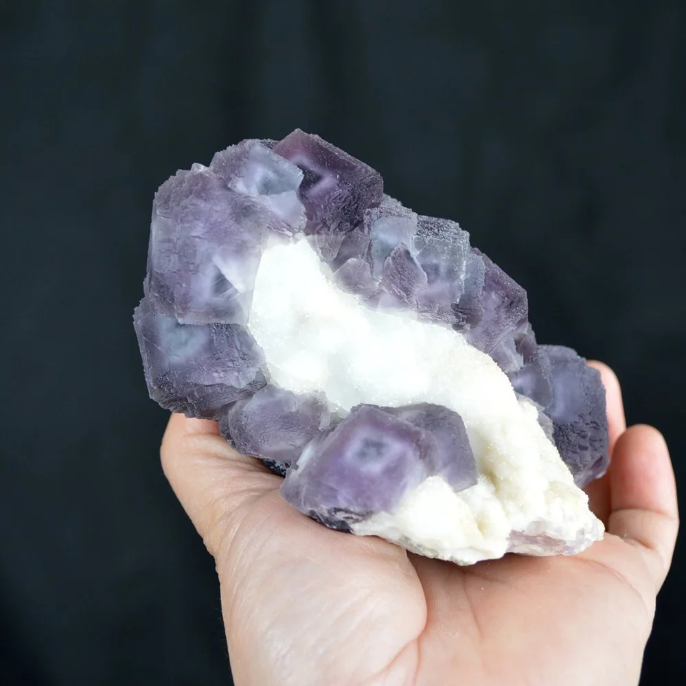 Deep Purple Cube Phantom Fluorite On Quartz Crystals - Image 3