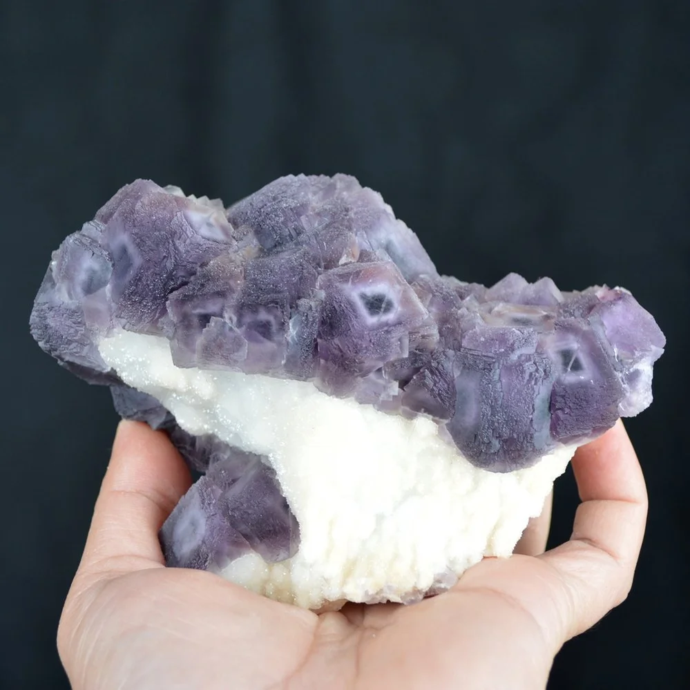 Deep Purple Cube Phantom Fluorite On Quartz Crystals - Image 4