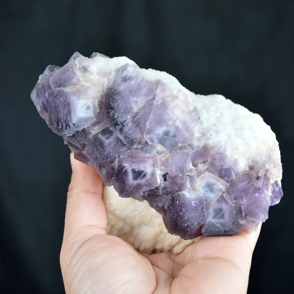 Deep Purple Cube Phantom Fluorite On Quartz Crystals - Image 5