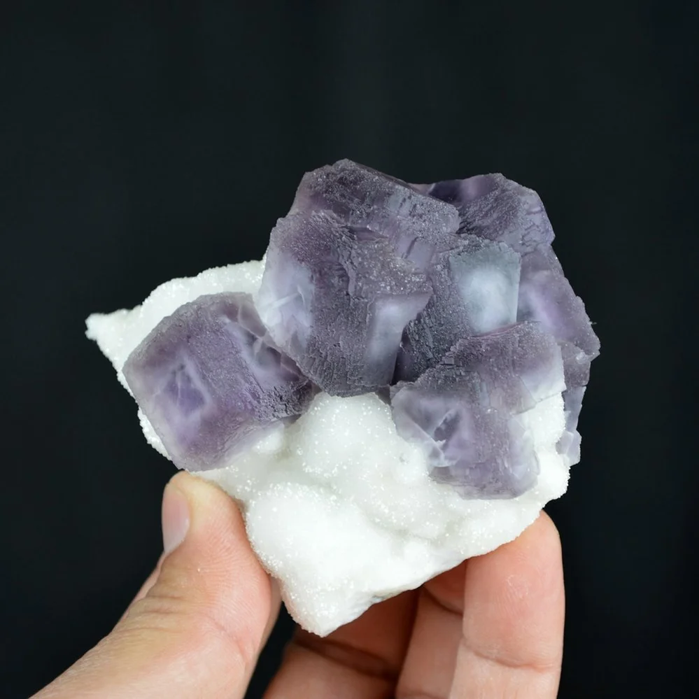 Deep Purple Cube Phantom Fluorite On Quartz Crystals - Image 2