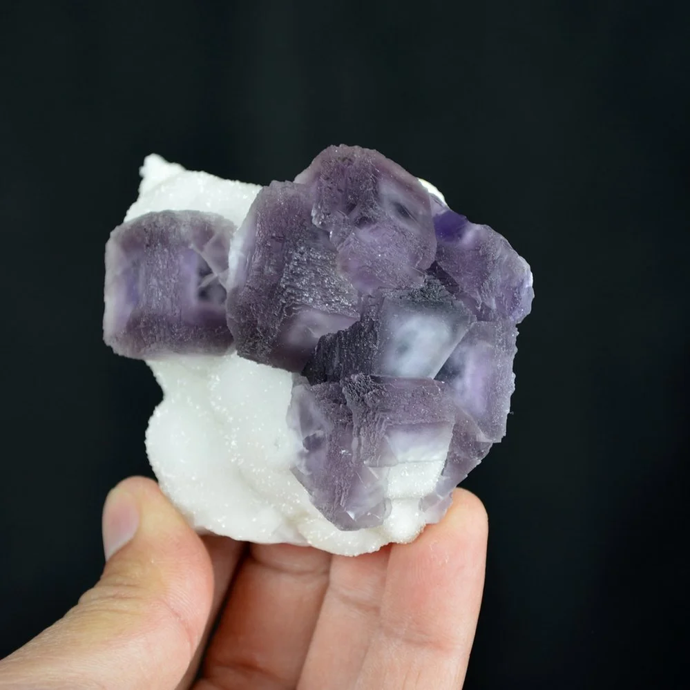 Deep Purple Cube Phantom Fluorite On Quartz Crystals - Image 3