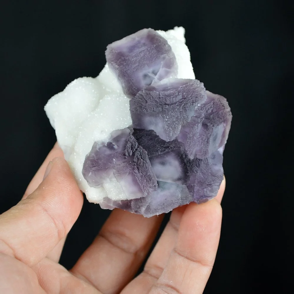 Deep Purple Cube Phantom Fluorite On Quartz Crystals - Image 4