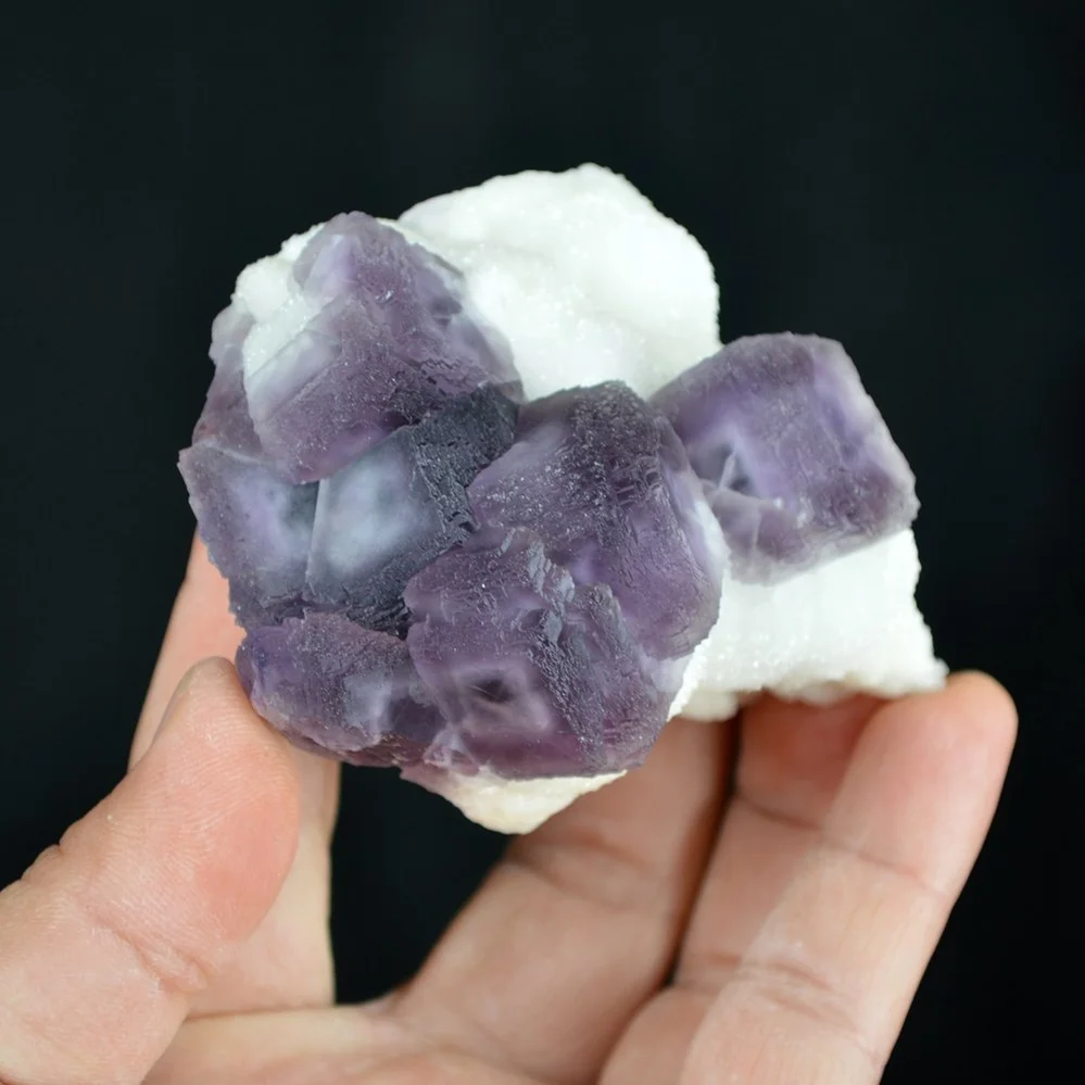 Deep Purple Cube Phantom Fluorite On Quartz Crystals - Image 5