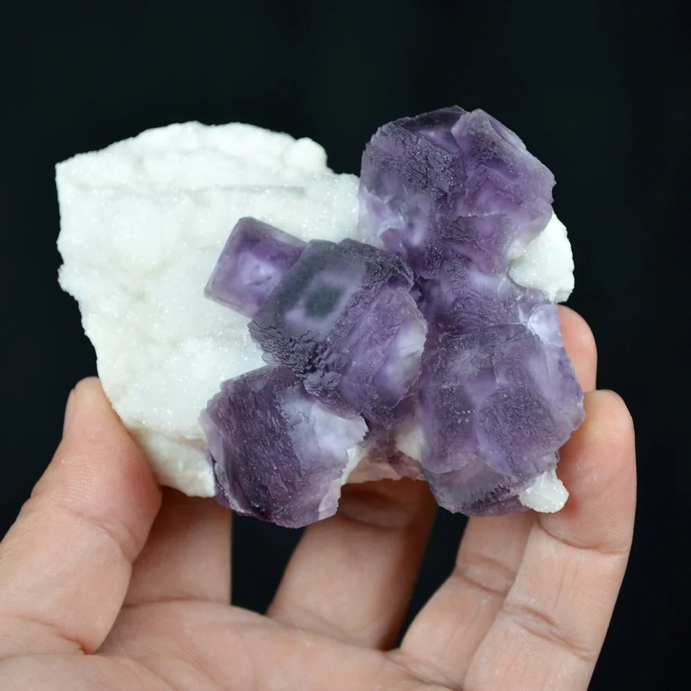 Deep Purple Cube Phantom Fluorite On Quartz Crystals - Image 3