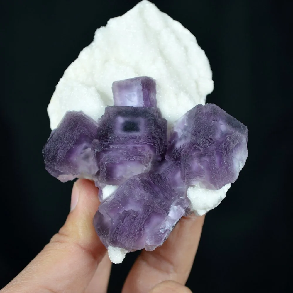 Deep Purple Cube Phantom Fluorite On Quartz Crystals - Image 4