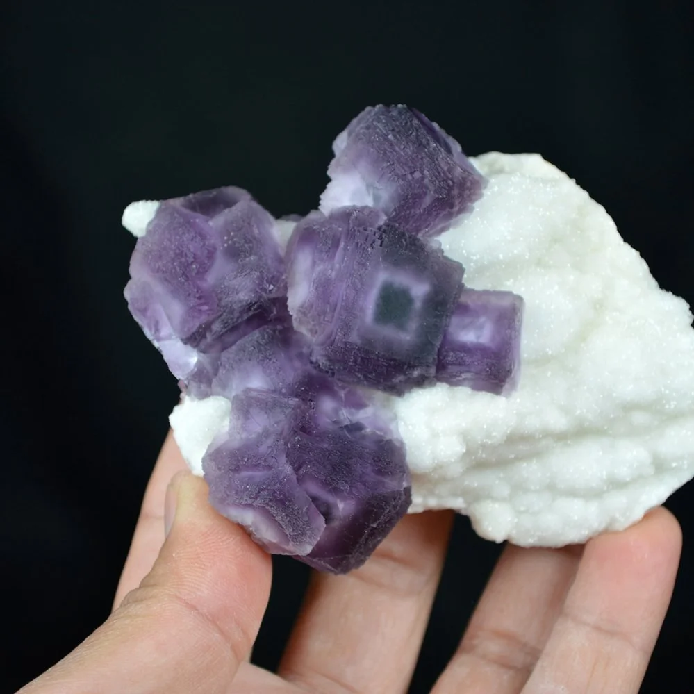 Deep Purple Cube Phantom Fluorite On Quartz Crystals - Image 5