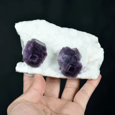 Deep Purple Cube Phantom Fluorite On Quartz Crystals