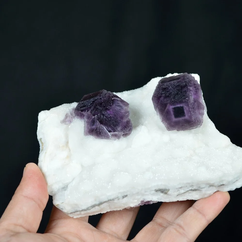 Deep Purple Cube Phantom Fluorite On Quartz Crystals - Image 3