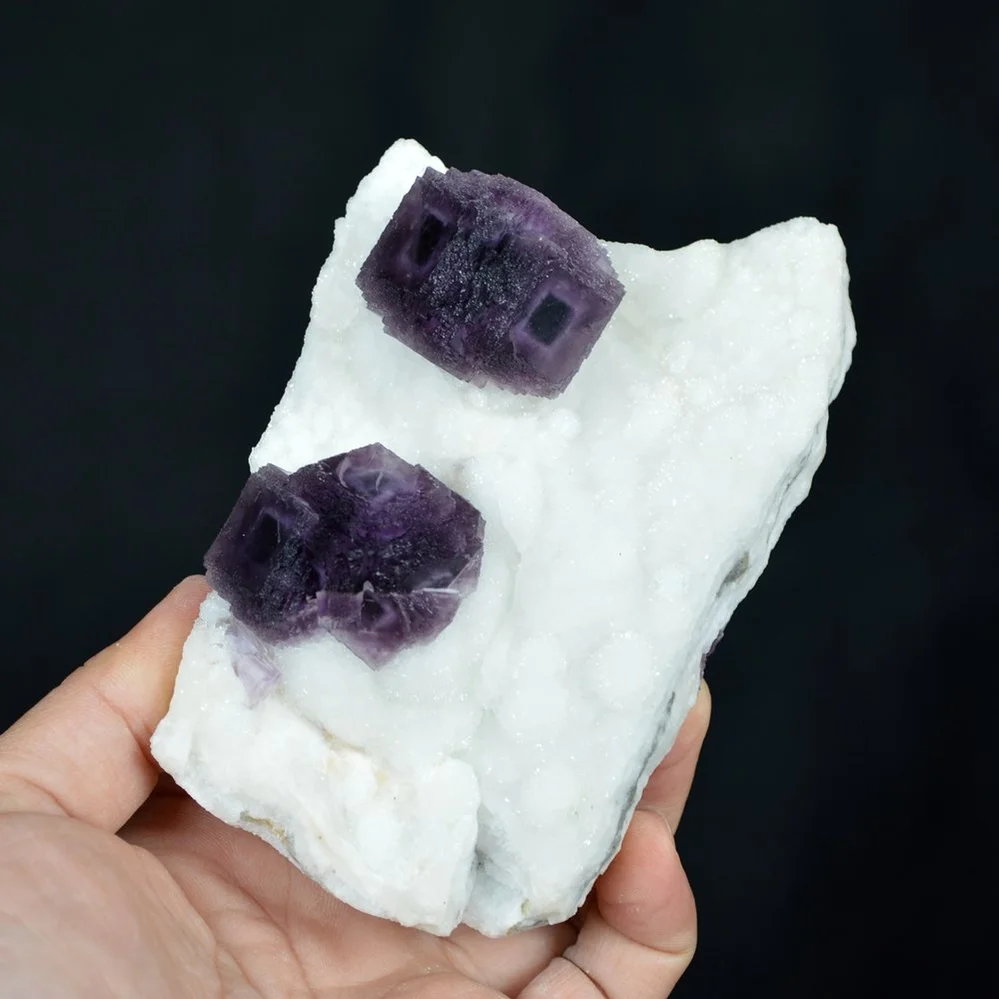 Deep Purple Cube Phantom Fluorite On Quartz Crystals - Image 4