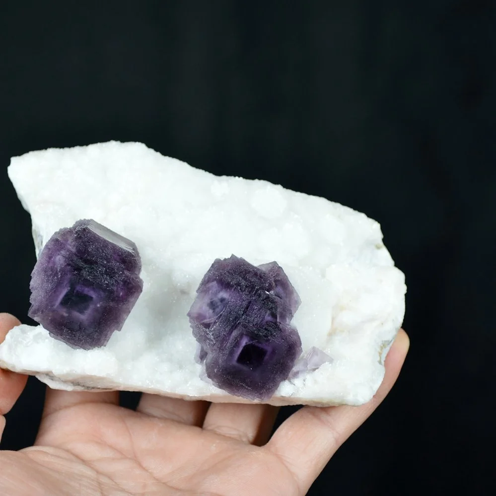 Deep Purple Cube Phantom Fluorite On Quartz Crystals - Image 5