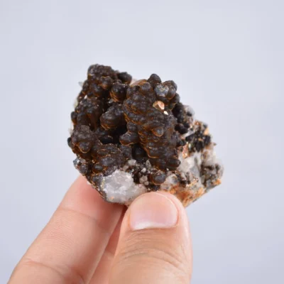 Pyrite Embed In Botryoidal Goethite And Calcite Cluster Crystals