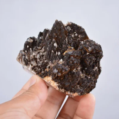 Pyrite Embed In Botryoidal Goethite And Calcite Cluster Crystals