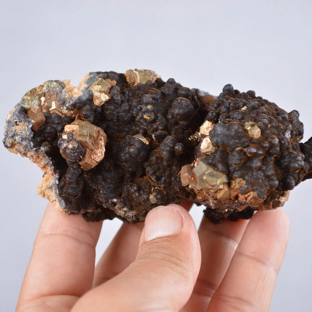 Pyrite Embed In Botryoidal Goethite And Calcite Cluster Crystals - Image 2