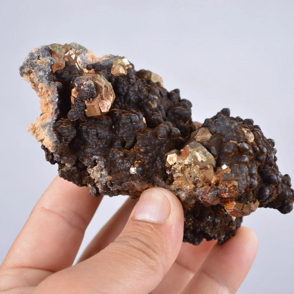 Pyrite Embed In Botryoidal Goethite And Calcite Cluster Crystals - Image 3