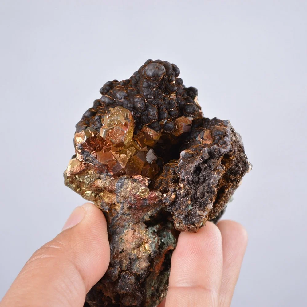 Pyrite Embed In Botryoidal Goethite And Calcite Cluster Crystals - Image 4