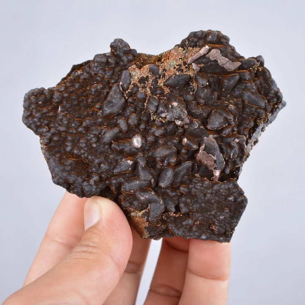 Pyrite Embed In Botryoidal Goethite And Calcite Cluster Crystals