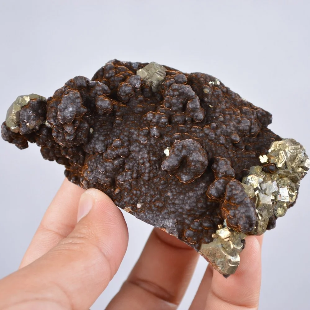 Pyrite Embed In Botryoidal Goethite And Calcite Cluster Crystals