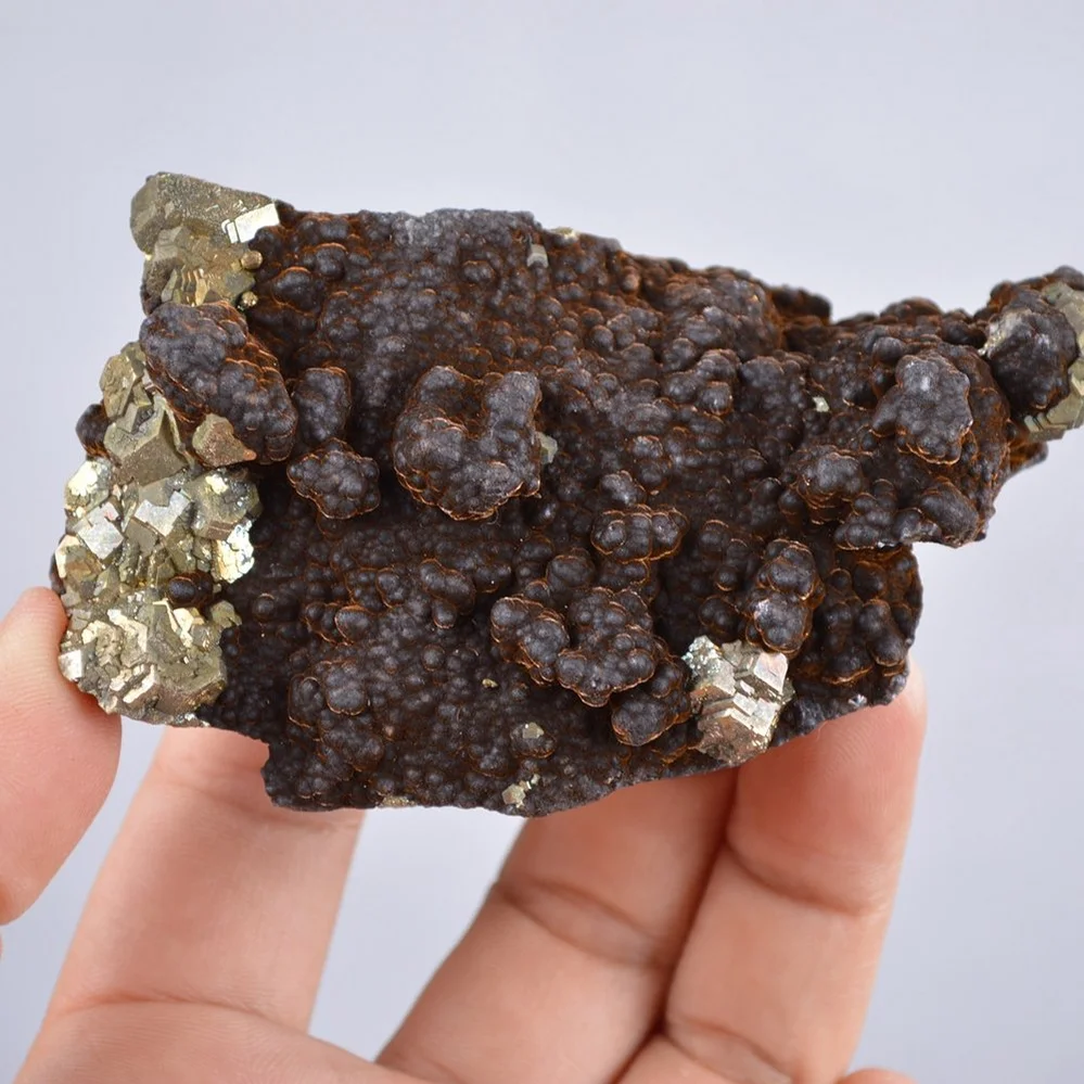 Pyrite Embed In Botryoidal Goethite And Calcite Cluster Crystals - Image 2