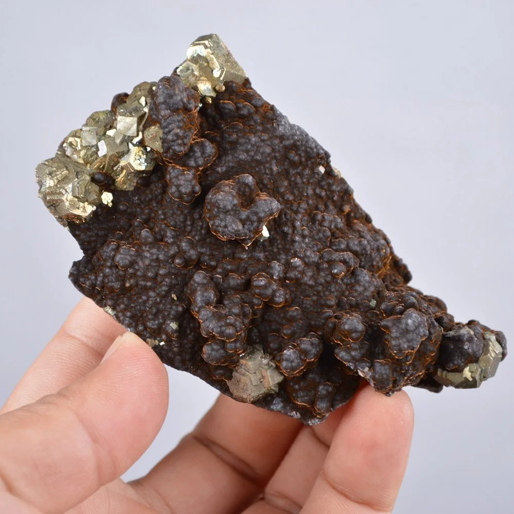 Pyrite Embed In Botryoidal Goethite And Calcite Cluster Crystals - Image 3