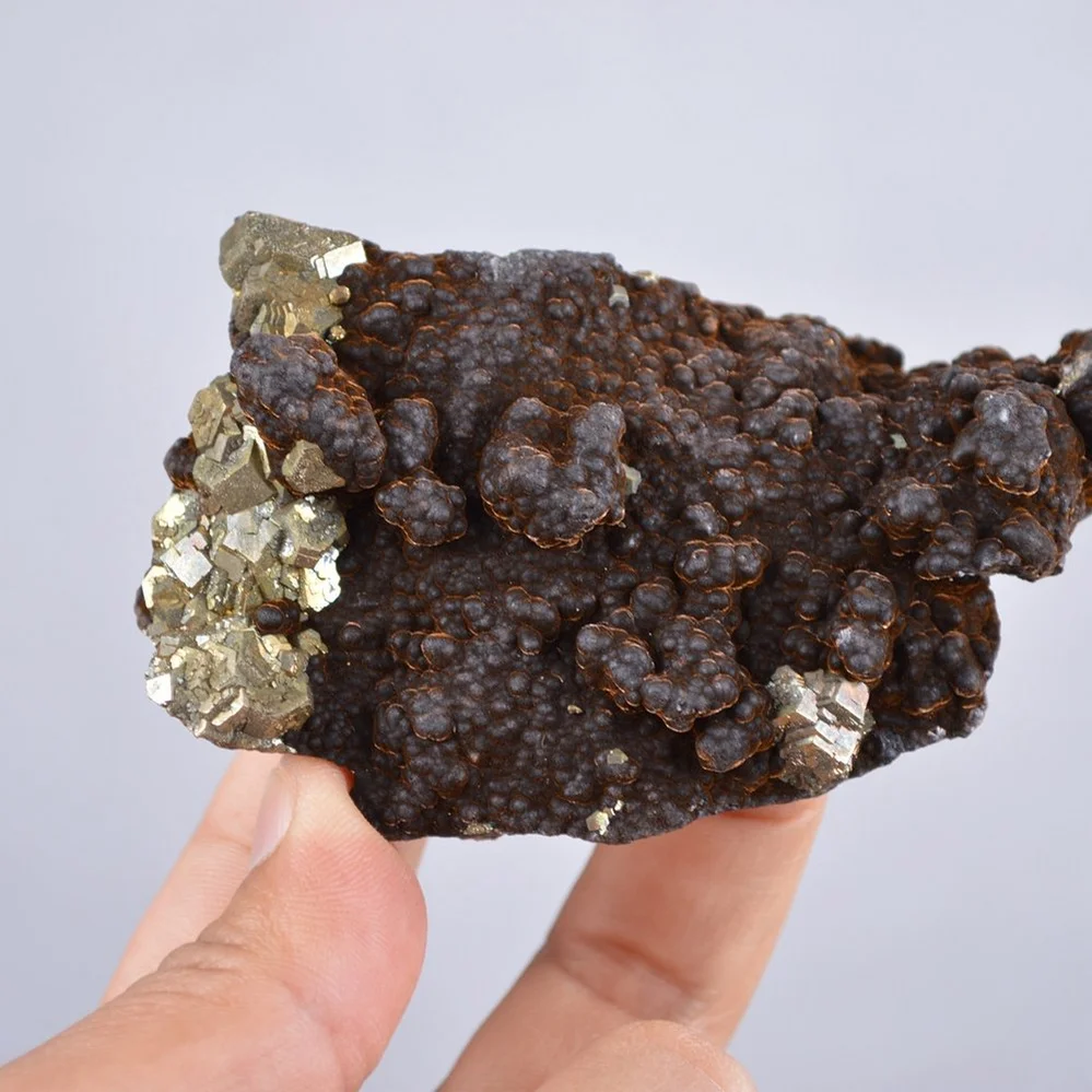 Pyrite Embed In Botryoidal Goethite And Calcite Cluster Crystals - Image 4
