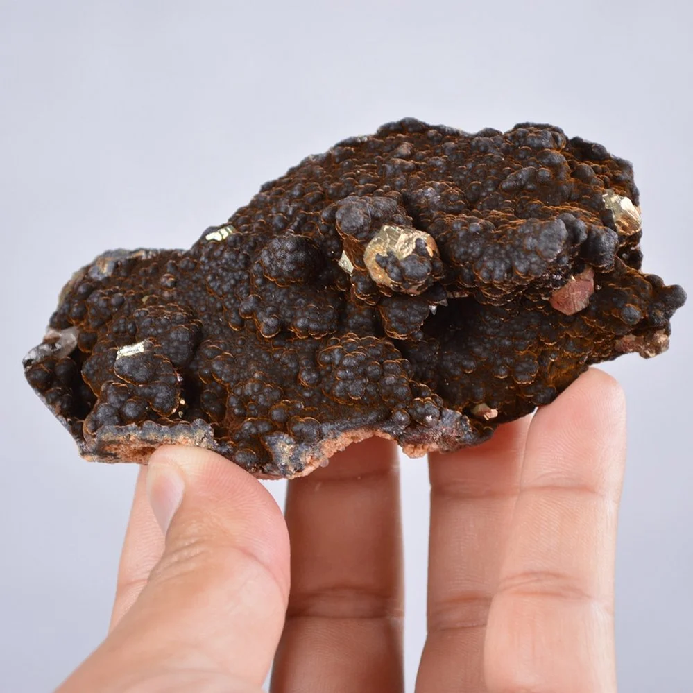 Pyrite Embed In Botryoidal Goethite And Calcite Cluster Crystals - Image 2