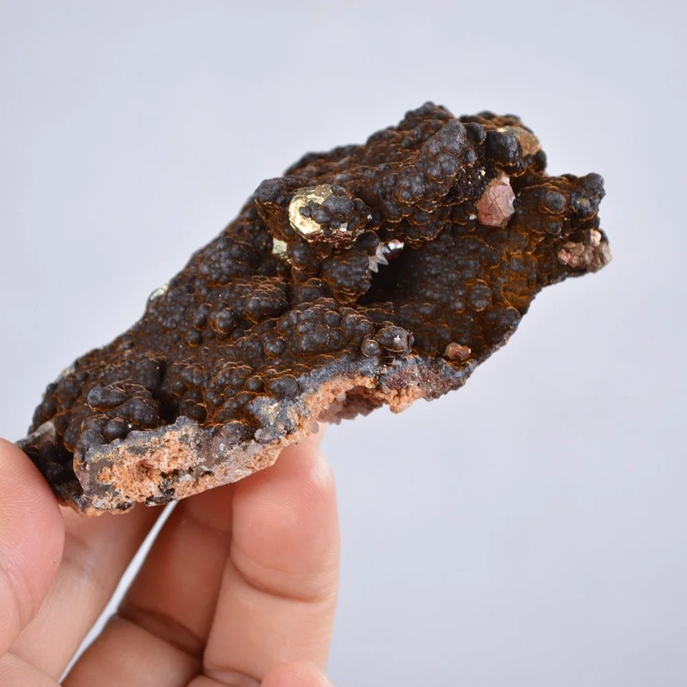 Pyrite Embed In Botryoidal Goethite And Calcite Cluster Crystals - Image 3