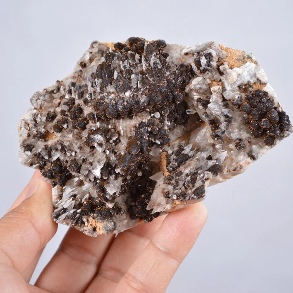 Pyrite Embed In Botryoidal Goethite And Calcite Cluster Crystals - Image 2