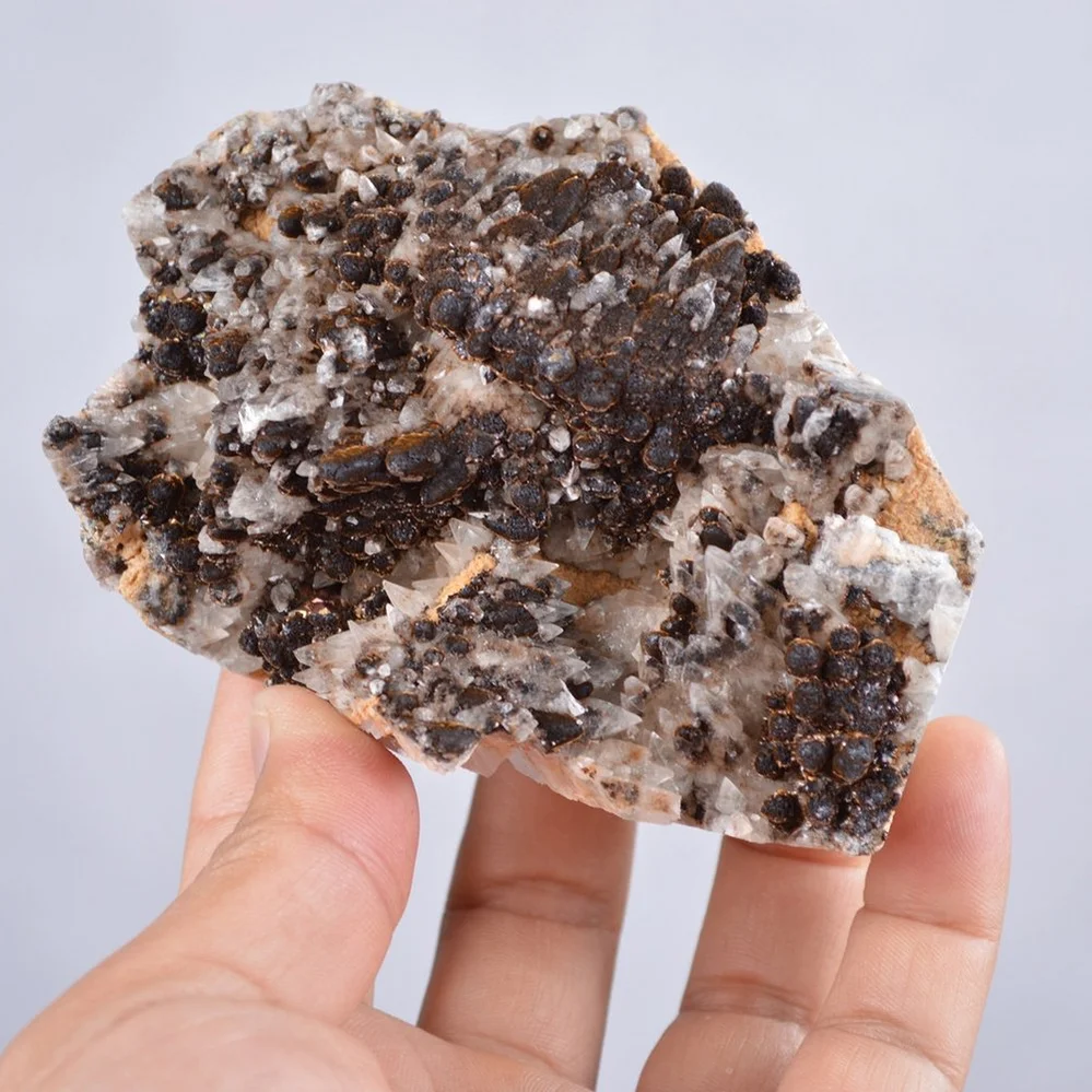 Pyrite Embed In Botryoidal Goethite And Calcite Cluster Crystals - Image 3