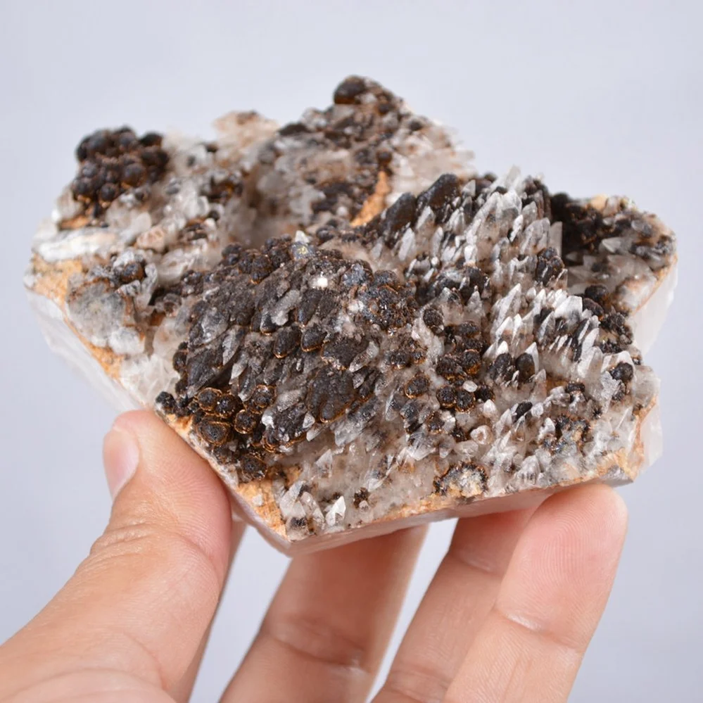 Pyrite Embed In Botryoidal Goethite And Calcite Cluster Crystals - Image 5