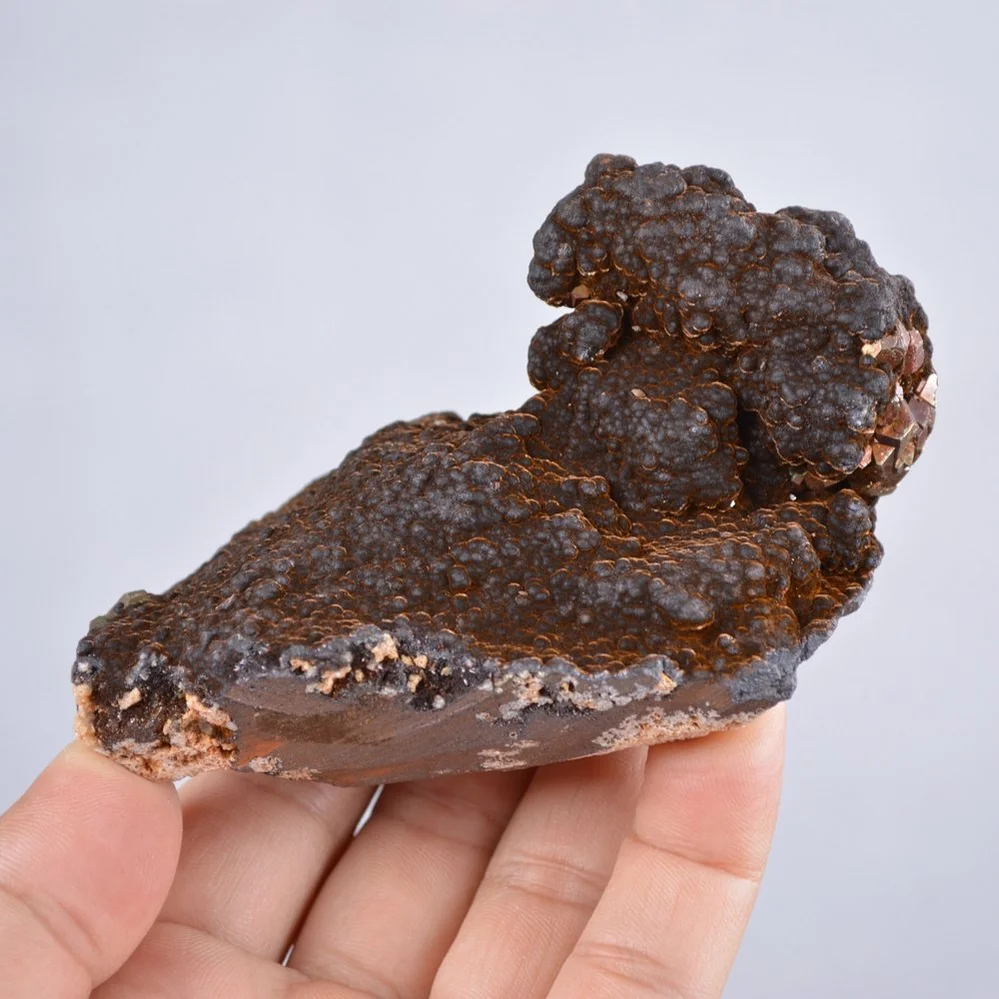 Pyrite Embed In Botryoidal Goethite And Calcite Cluster Crystals