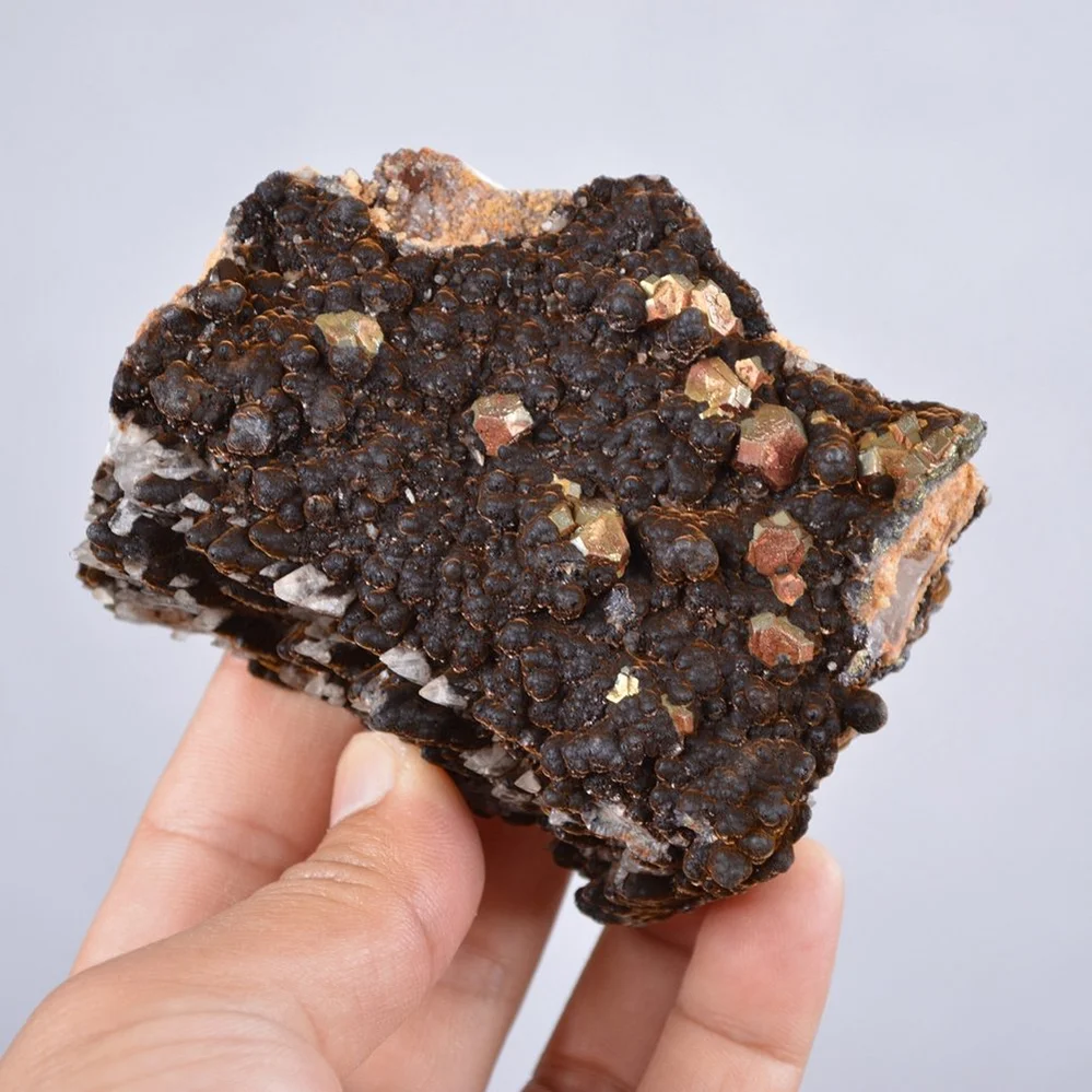 Pyrite Embed In Botryoidal Goethite And Calcite Cluster Crystals - Image 3