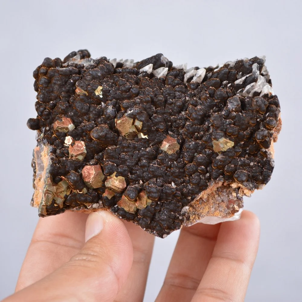 Pyrite Embed In Botryoidal Goethite And Calcite Cluster Crystals - Image 5