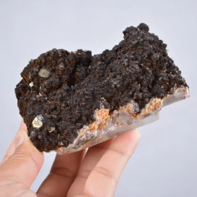 Pyrite Embed In Botryoidal Goethite And Calcite Cluster Crystals