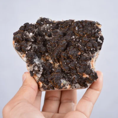 Pyrite Embed In Botryoidal Goethite And Calcite Cluster Crystals