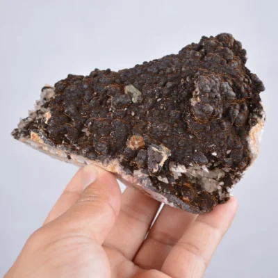 Pyrite Embed In Botryoidal Goethite And Calcite Cluster Crystals