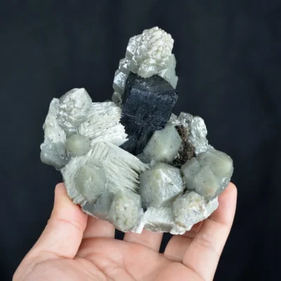 Ilvaite With Green Quartz And Hedenbergite Crystals