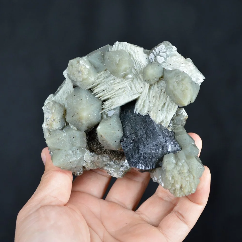 Ilvaite With Green Quartz And Hedenbergite Crystals - Image 2