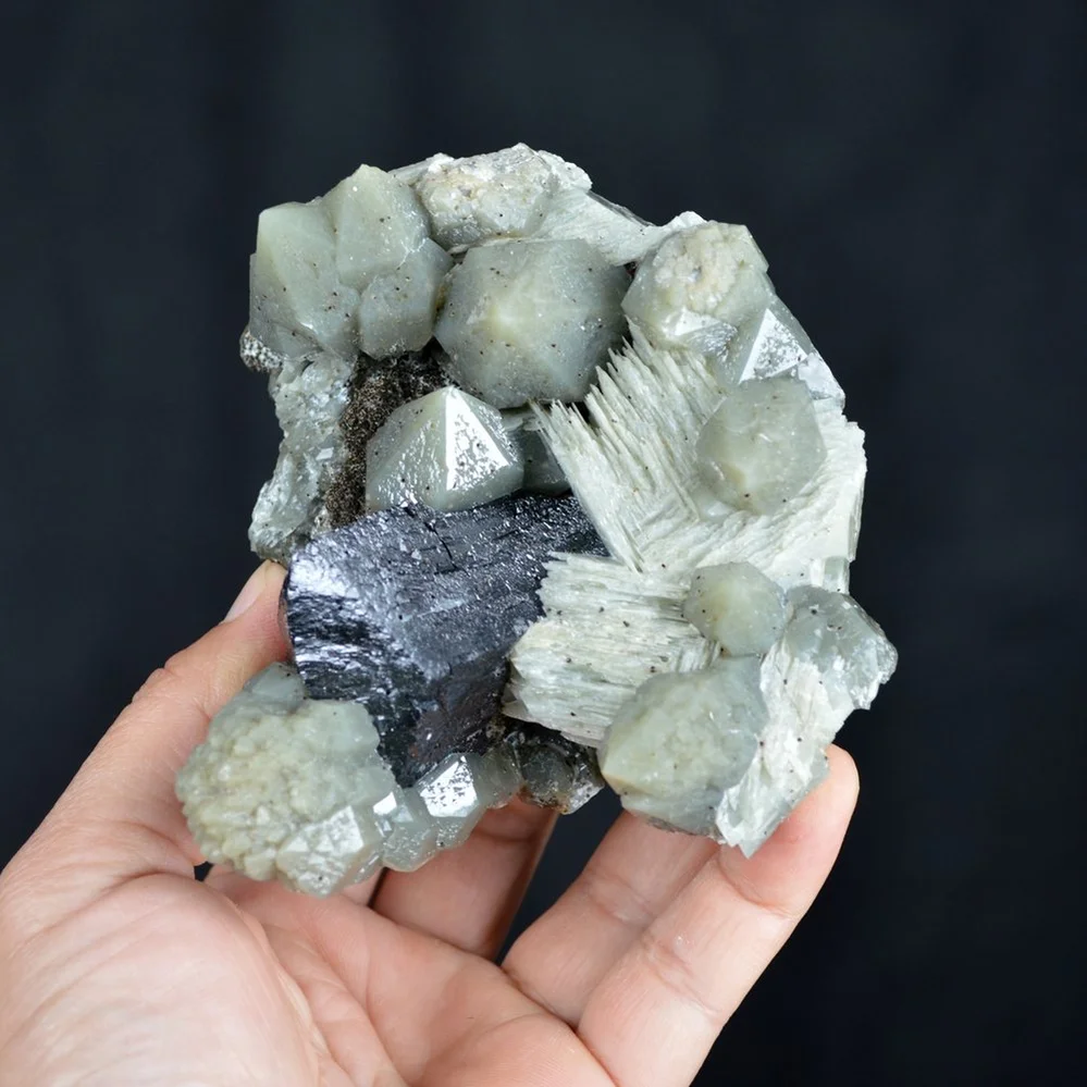 Ilvaite With Green Quartz And Hedenbergite Crystals - Image 3