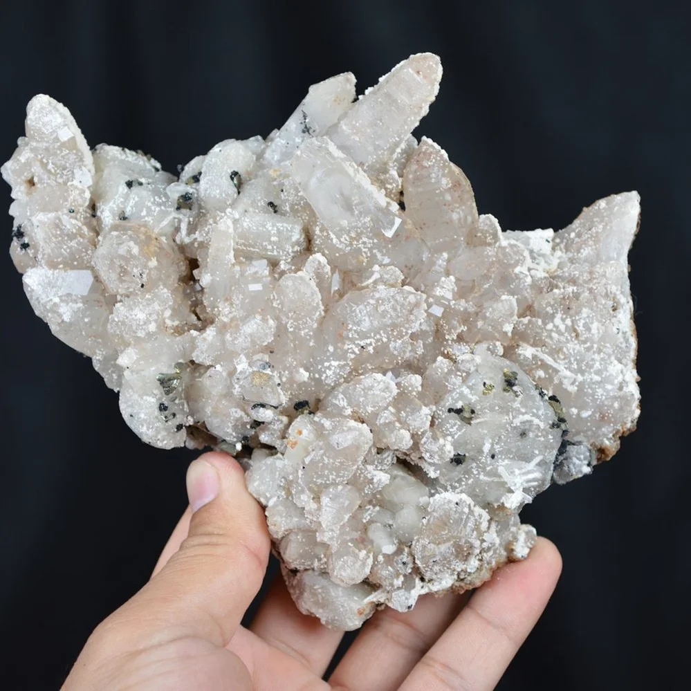 Hubeite, Chalcopyrite, Witherite On Quartz Crystals - Image 2