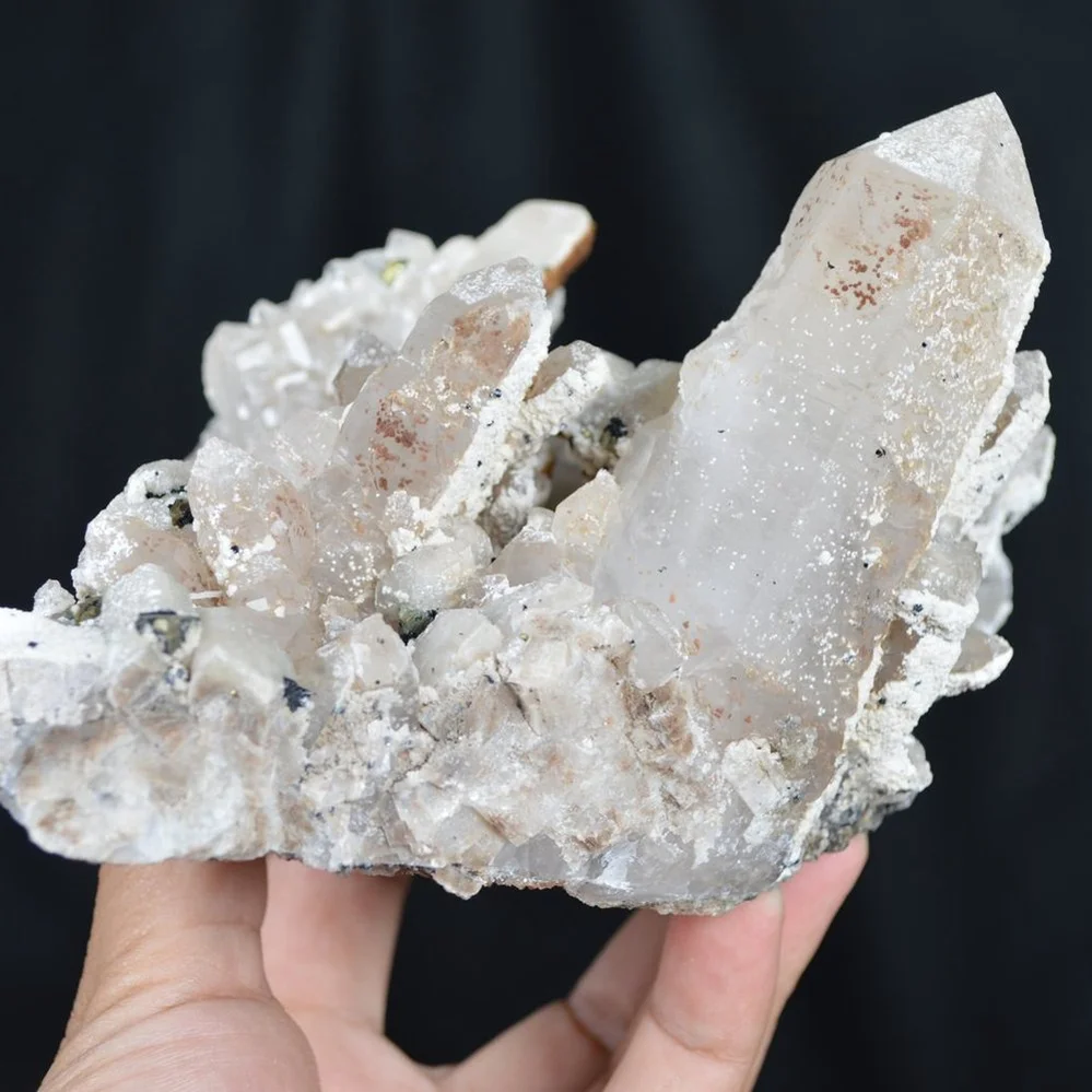 Hubeite Chalcopyrite, Witherite On Quartz Crystals - Image 4