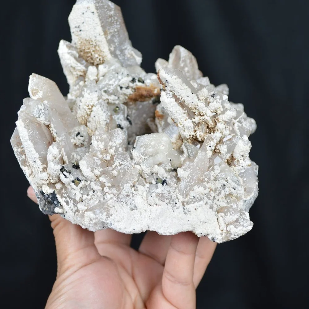 Hubeite Chalcopyrite, Witherite On Quartz Crystals - Image 5