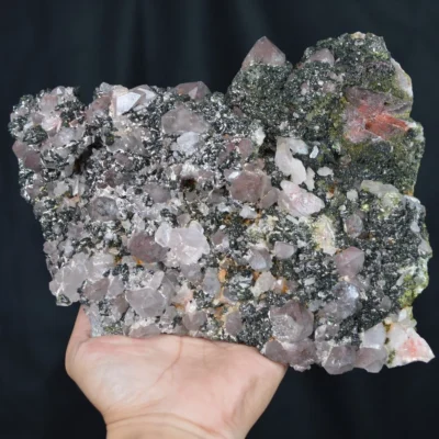 Top Epidote Into Quartz Crystals Cluster