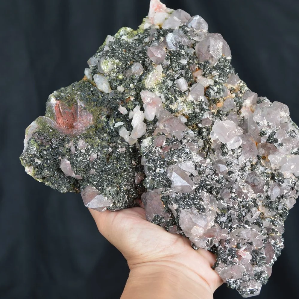 Top Epidote Into Quartz Crystals Cluster - Image 4