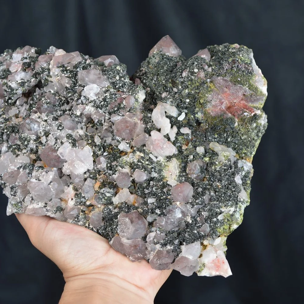 Top Epidote Into Quartz Crystals Cluster - Image 5