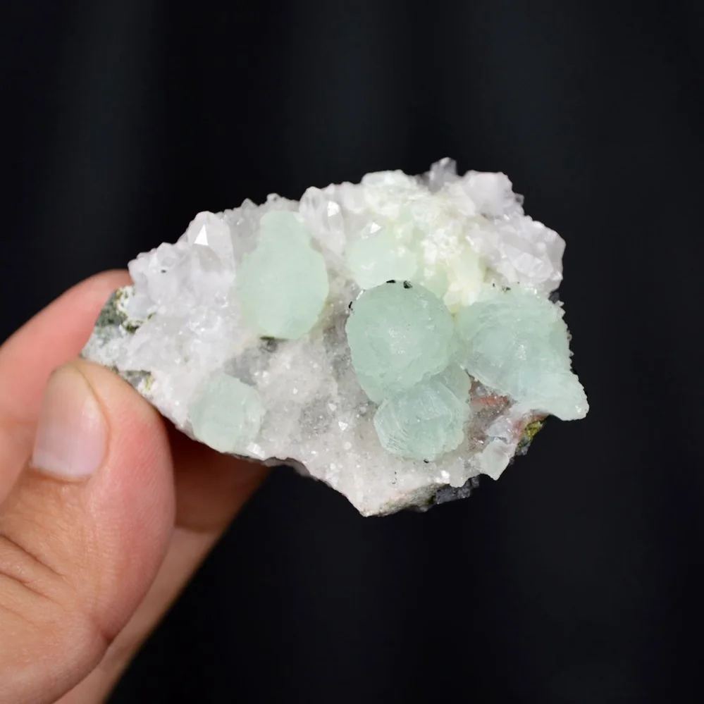 Prehnite With Babingtonite And Quartz Crystals