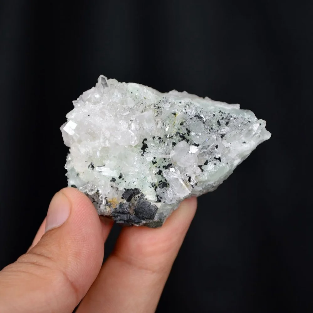 Prehnite With Babingtonite And Quartz Crystals - Image 4