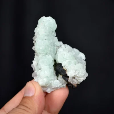 Prehnite With Babingtonite And Quartz Crystals