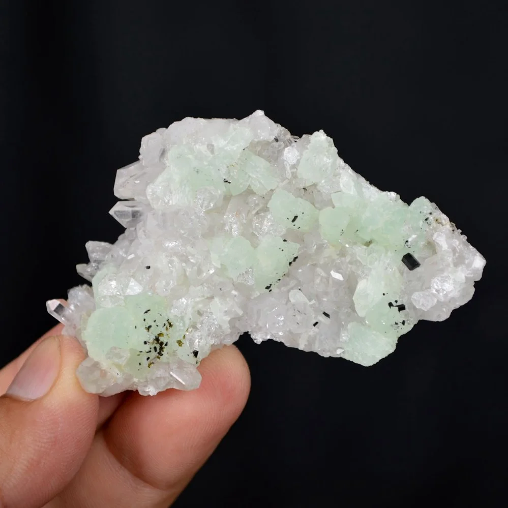 Prehnite With Babingtonite And Quartz Crystals